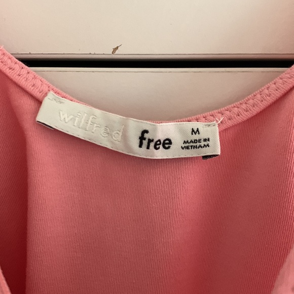 Aritzia Wilfred Free Pink V-neck lace up bodysuit (never worn) - Picture 5 of 7